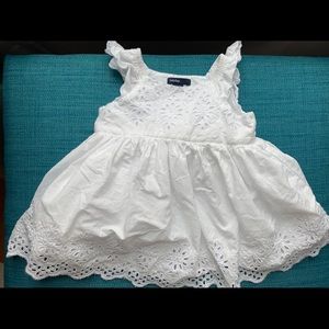 White eyelet baby dress